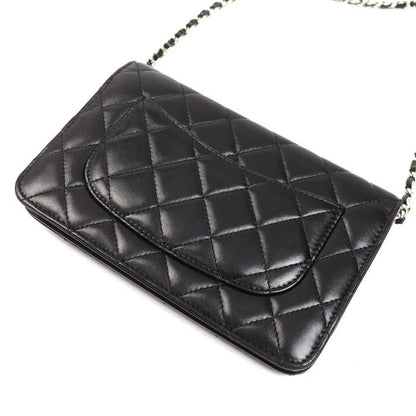 Chanel Chain Wallet Lambskin Shoulder Bag Black
