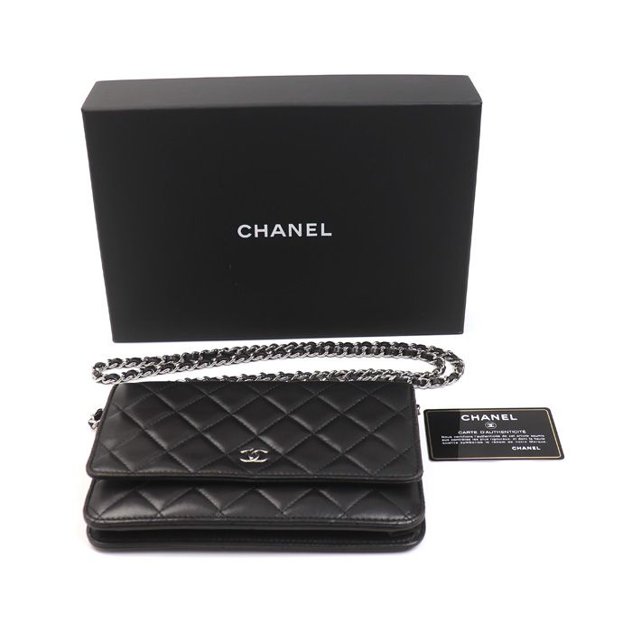 Chanel Chain Wallet Lambskin Shoulder Bag Black