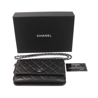 Chanel Chain Wallet Lambskin Shoulder Bag Black
