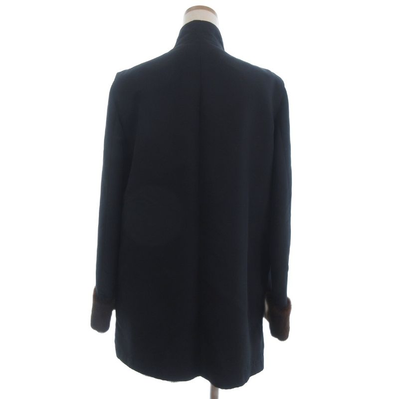 Loewe Coat Lining Weasel Stand Collar 42 Brown Navy
