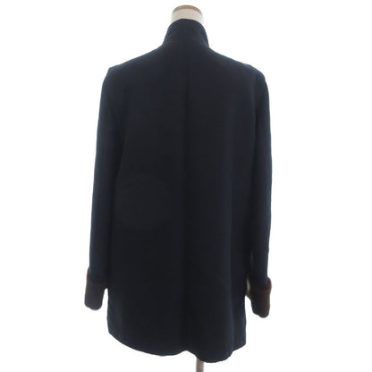 Loewe Coat Lining Weasel Stand Collar 42 Brown Navy