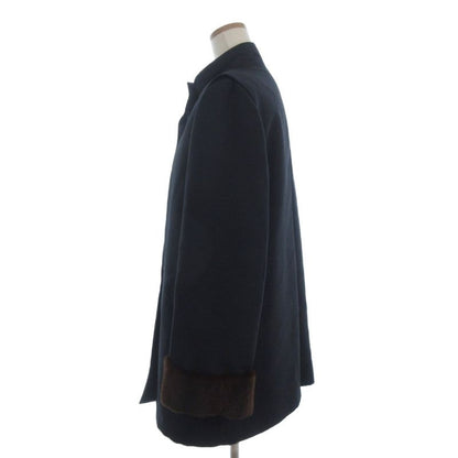Loewe Coat Lining Weasel Stand Collar 42 Brown Navy