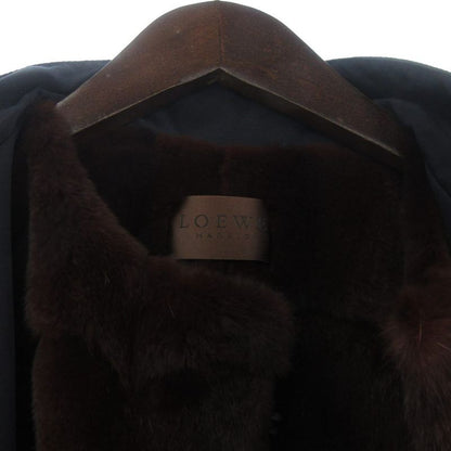 Loewe Coat Lining Weasel Stand Collar 42 Brown Navy