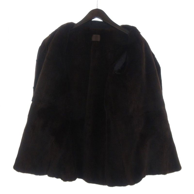 Loewe Coat Lining Weasel Stand Collar 42 Brown Navy