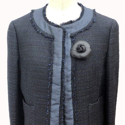 Chanel Camellia Corsage Brooch Flower Black