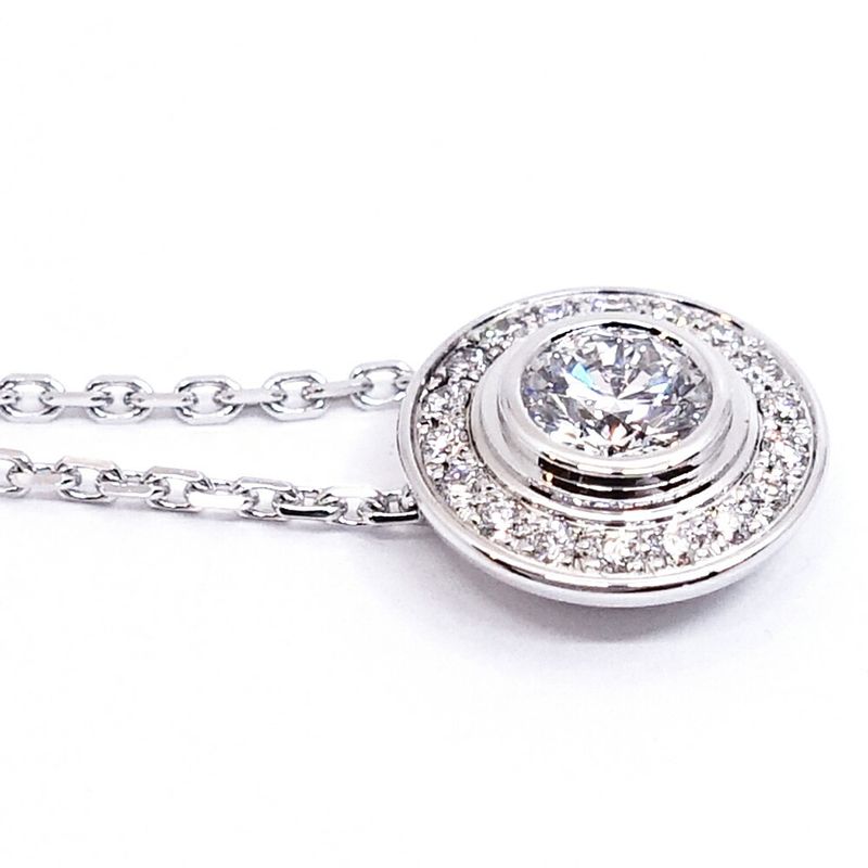 Cartier 18K White Gold Damier Diamond Necklace