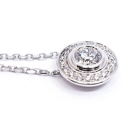 Cartier 18K White Gold Damier Diamond Necklace