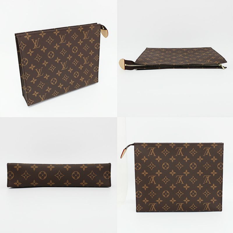 Louis Vuitton Trio Posh Toilette LV Monogram Pouch Brown Gold