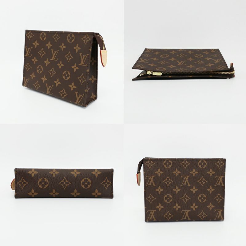 Louis Vuitton Trio Posh Toilette LV Monogram Pouch Brown Gold