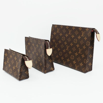 Louis Vuitton Trio Posh Toilette LV Monogram Pouch Brown Gold