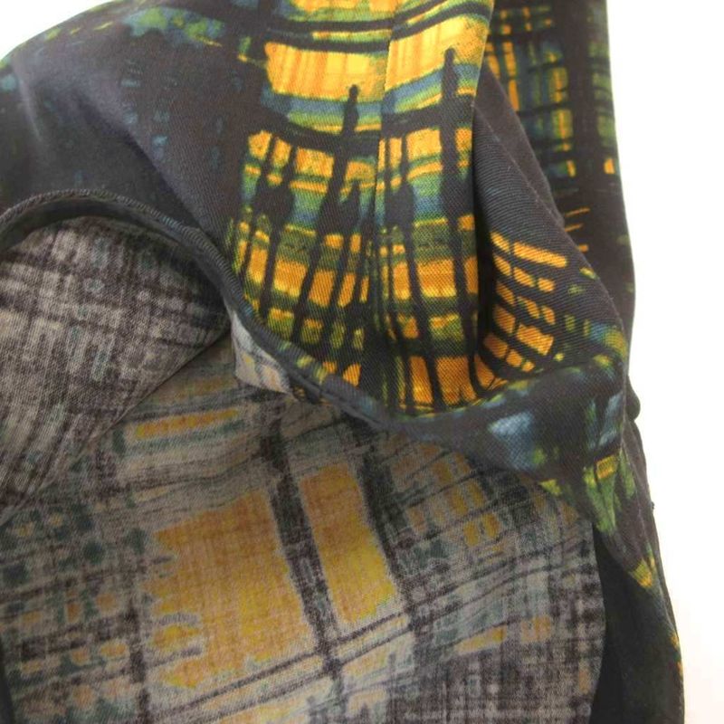 Prada Top Blouse Sleeveless Check Frill Lace 38 Navy Yellow