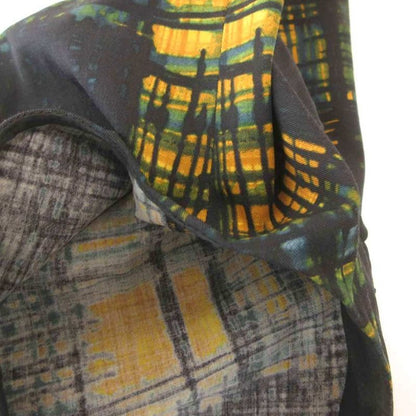 Prada Top Blouse Sleeveless Check Frill Lace 38 Navy Yellow