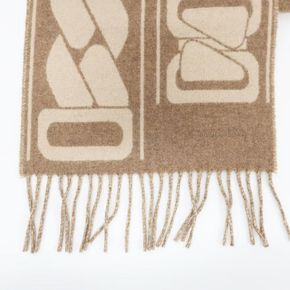 Hermes Scarf Click Se Nue Cashmere Marron Glace Cles Fringe Shawl