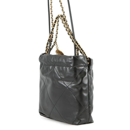 Chanel Handbag 22 Mini CC Logo Shiny Cuffs Leather 2-Way