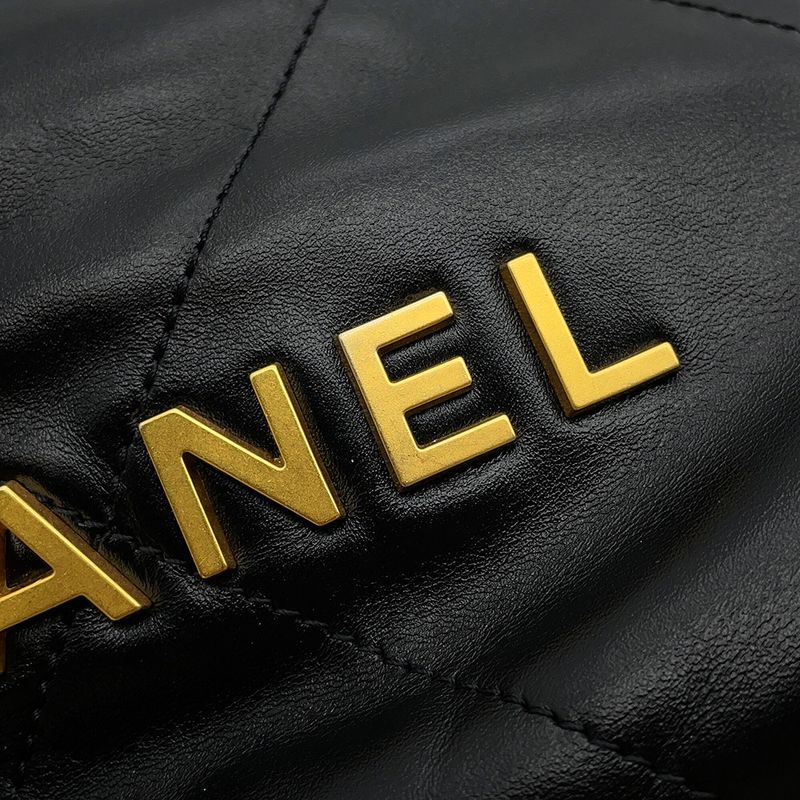 Chanel Handbag 22 Mini CC Logo Shiny Cuffs Leather 2-Way