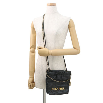 Chanel Handbag 22 Mini CC Logo Shiny Cuffs Leather 2-Way