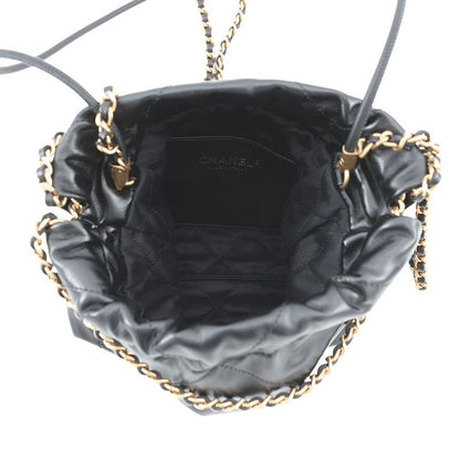Chanel Handbag 22 Mini CC Logo Shiny Cuffs Leather 2-Way
