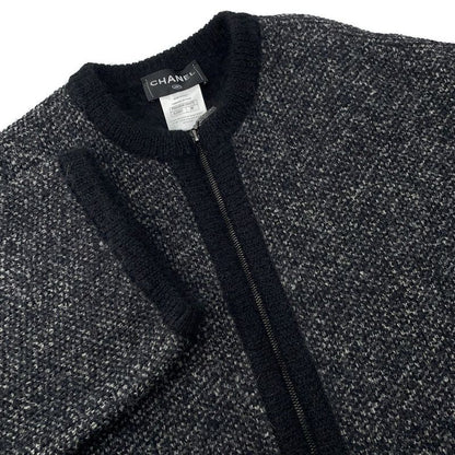 Chanel Coat Knit Alpaca 36 Black