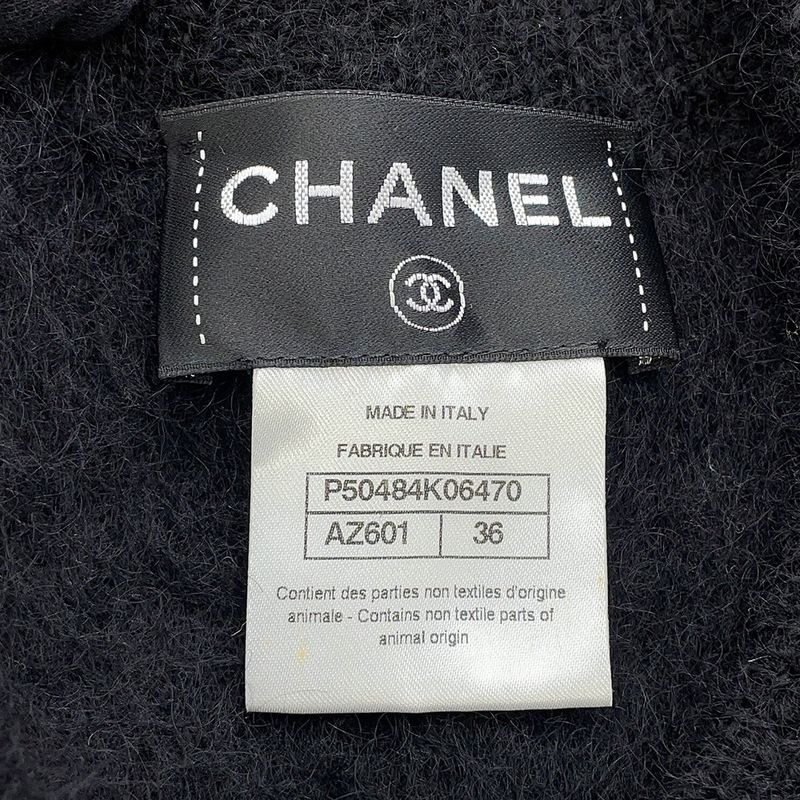 Chanel Coat Knit Alpaca 36 Black