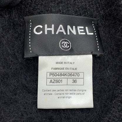 Chanel Coat Knit Alpaca 36 Black