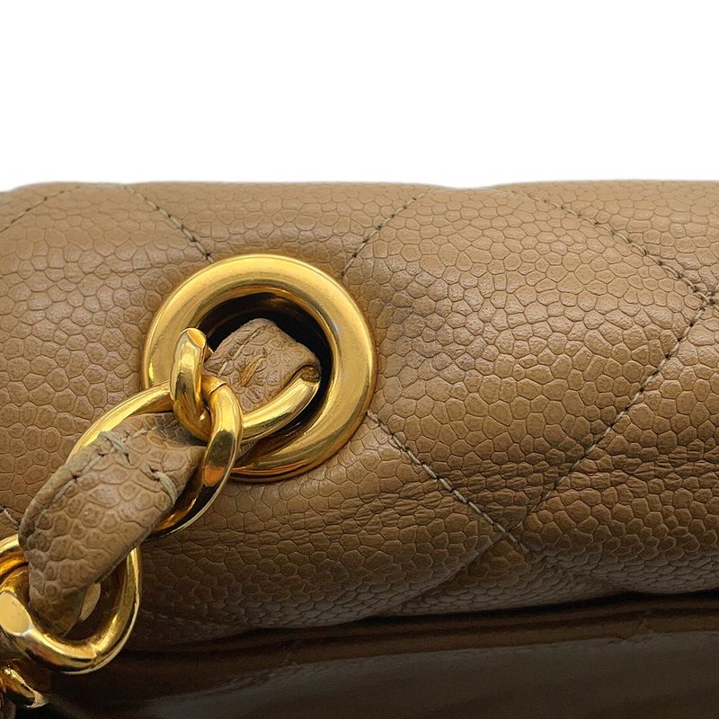 Chanel Chain Shoulder Bag Deca Coco CC Logo Quilted Caviar Leather
