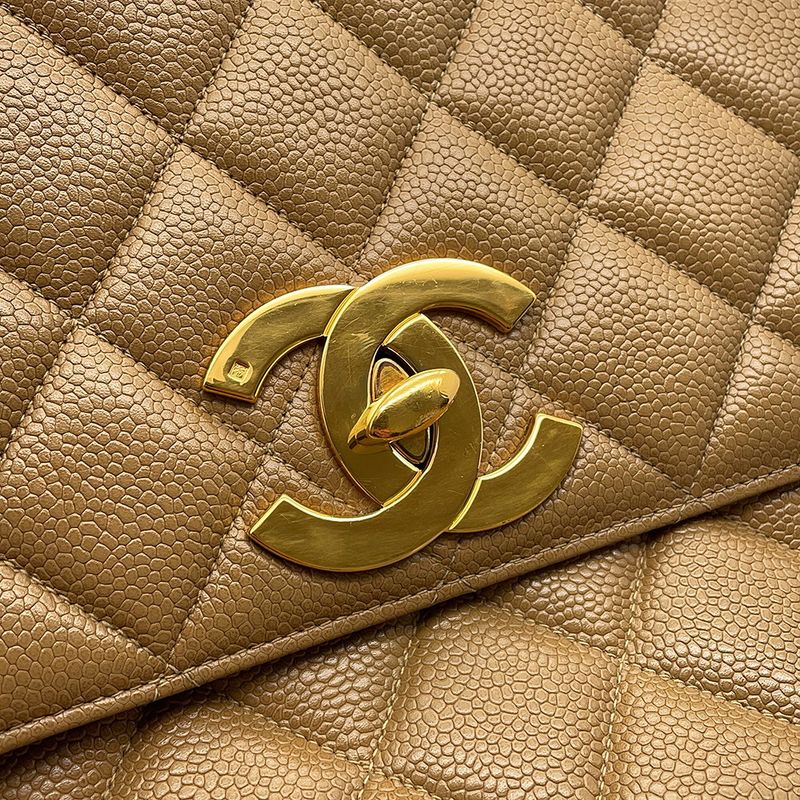 Chanel Chain Shoulder Bag Deca Coco CC Logo Quilted Caviar Leather