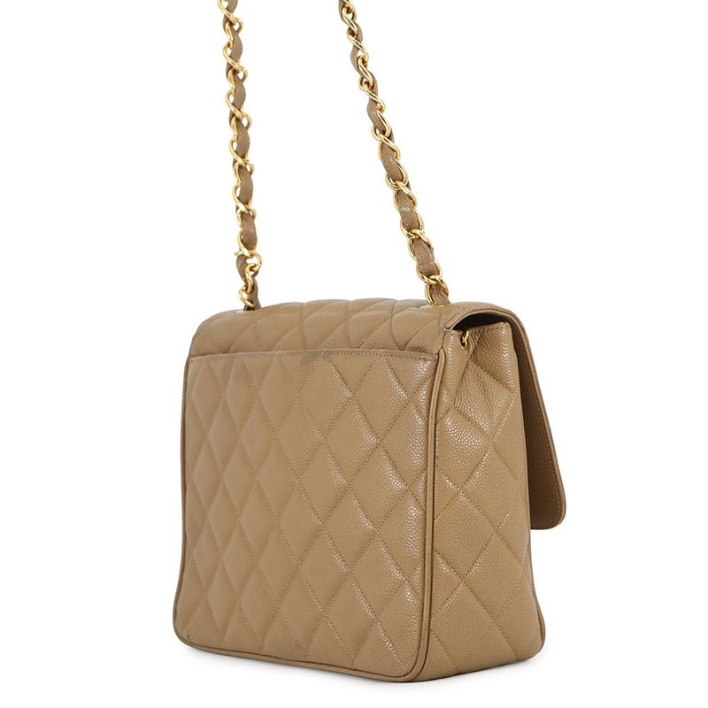 Chanel Chain Shoulder Bag Deca Coco CC Logo Quilted Caviar Leather