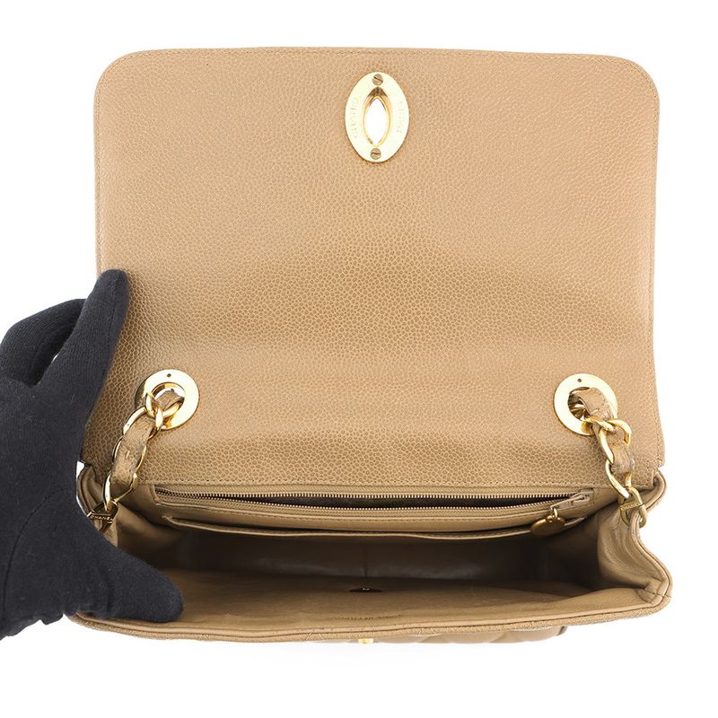 Chanel Chain Shoulder Bag Deca Coco CC Logo Quilted Caviar Leather