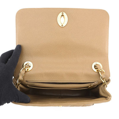 Chanel Chain Shoulder Bag Deca Coco CC Logo Quilted Caviar Leather