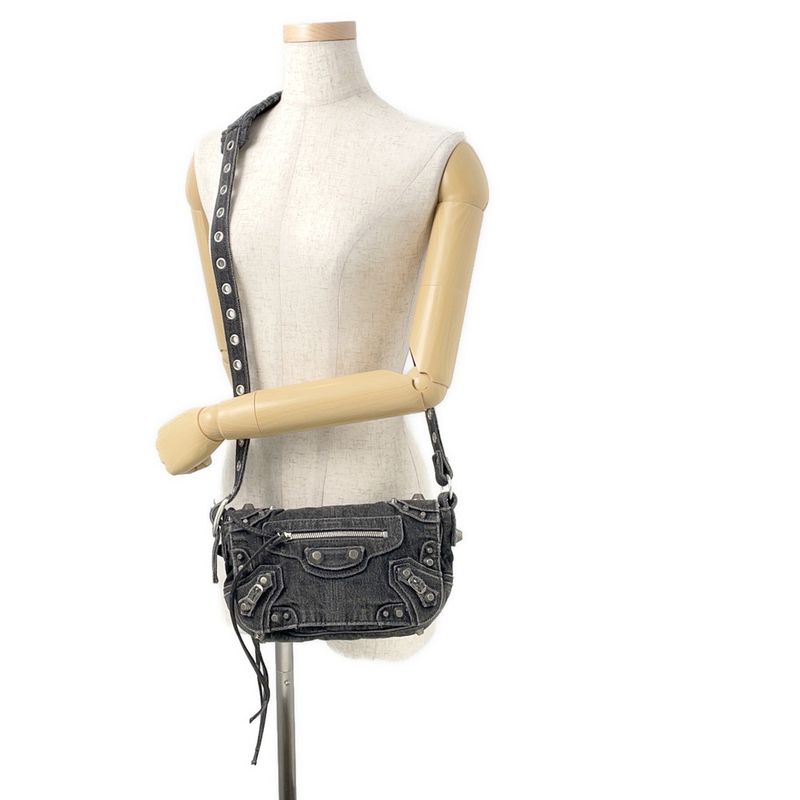 Balenciaga Shoulder Bag le Cagole XS Denim Gray Black