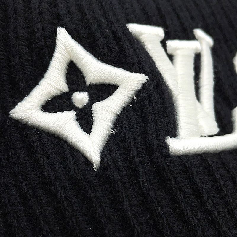 Louis Vuitton Knit Hat Beanie LV Headline Wool Noir Black