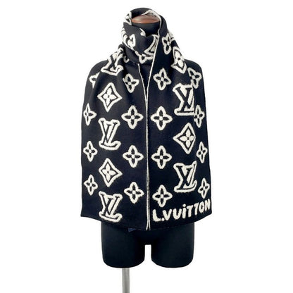 Louis Vuitton Scarf Monogram Blast Knit Black White Noir Black