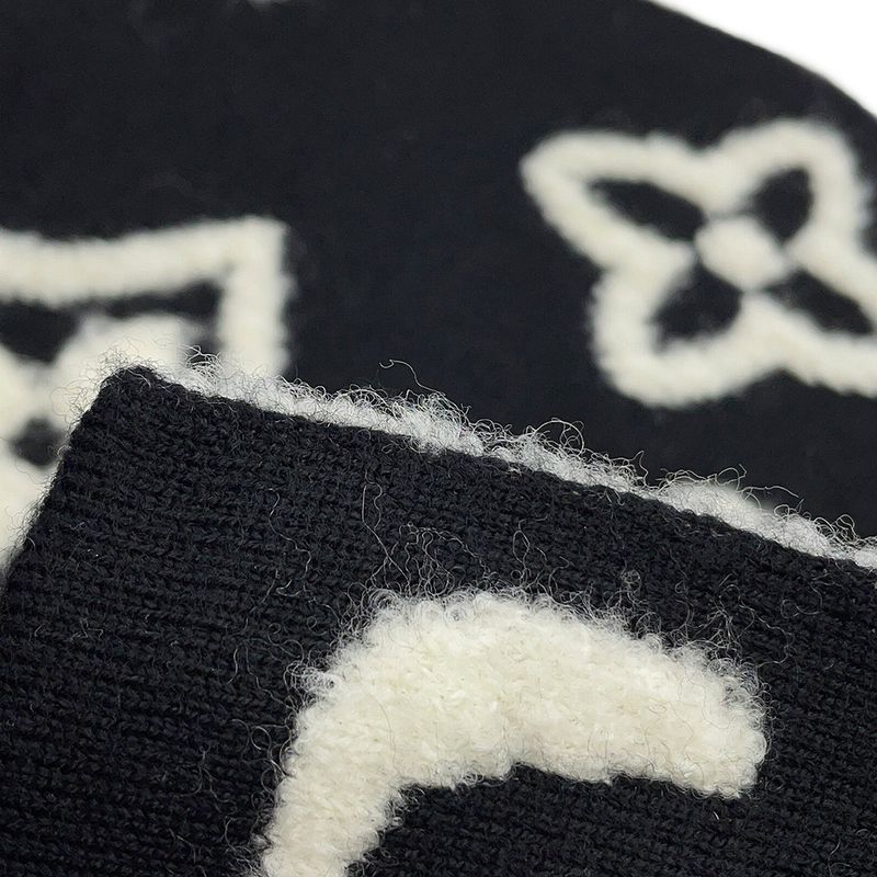 Louis Vuitton Scarf Monogram Blast Knit Black White Noir Black