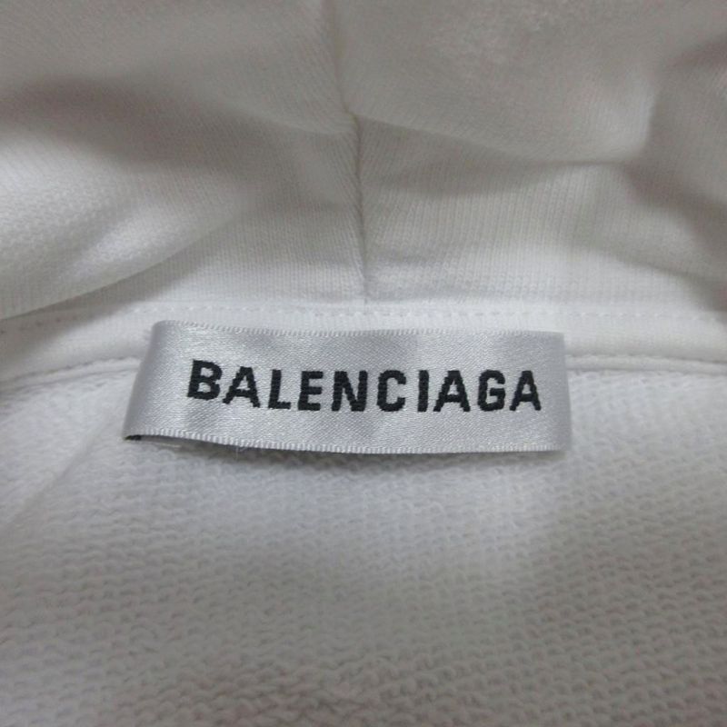 Balenciaga Back Logo Hoodie Oversize XS White