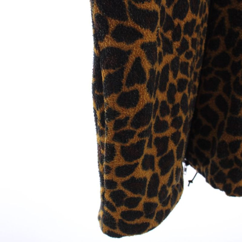 Balenciaga Leopard Print Oversize Fleece Jacket Hoodie XS Brown