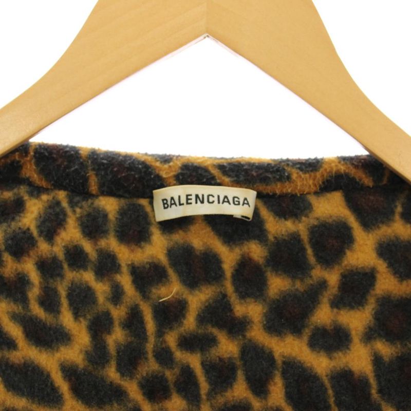 Balenciaga Leopard Print Oversize Fleece Jacket Hoodie XS Brown