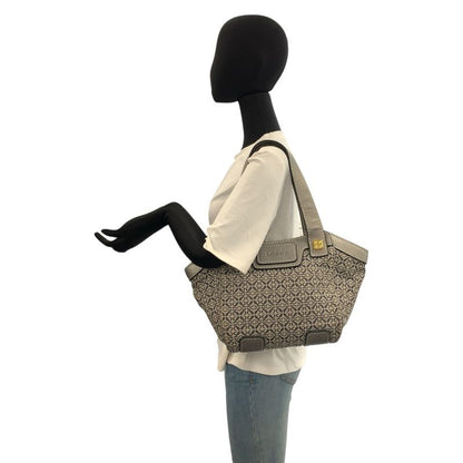 Loewe Anagram Gray Silver Gold Canvas Leather Tote Shoulder Bag
