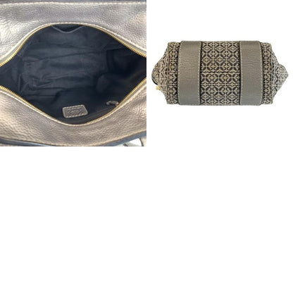 Loewe Anagram Gray Silver Gold Canvas Leather Tote Shoulder Bag