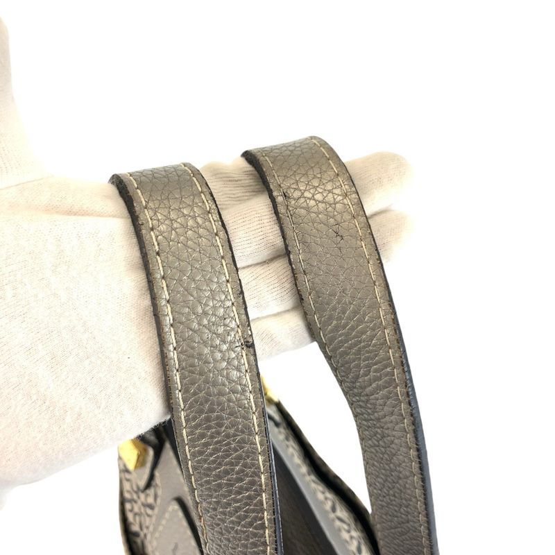 Loewe Anagram Gray Silver Gold Canvas Leather Tote Shoulder Bag