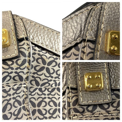 Loewe Anagram Gray Silver Gold Canvas Leather Tote Shoulder Bag