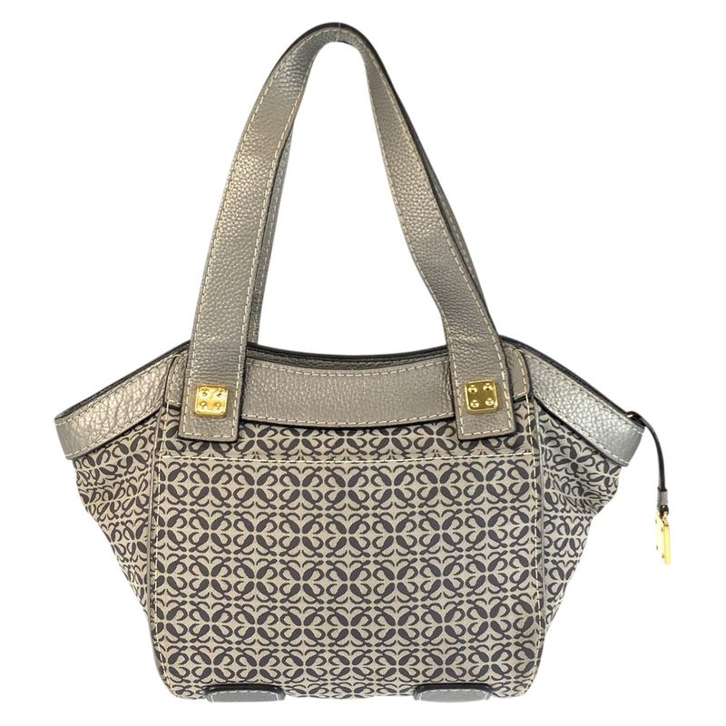 Loewe Anagram Gray Silver Gold Canvas Leather Tote Shoulder Bag