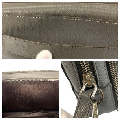 Prada Saffiano Gray Silver Leather Clutch