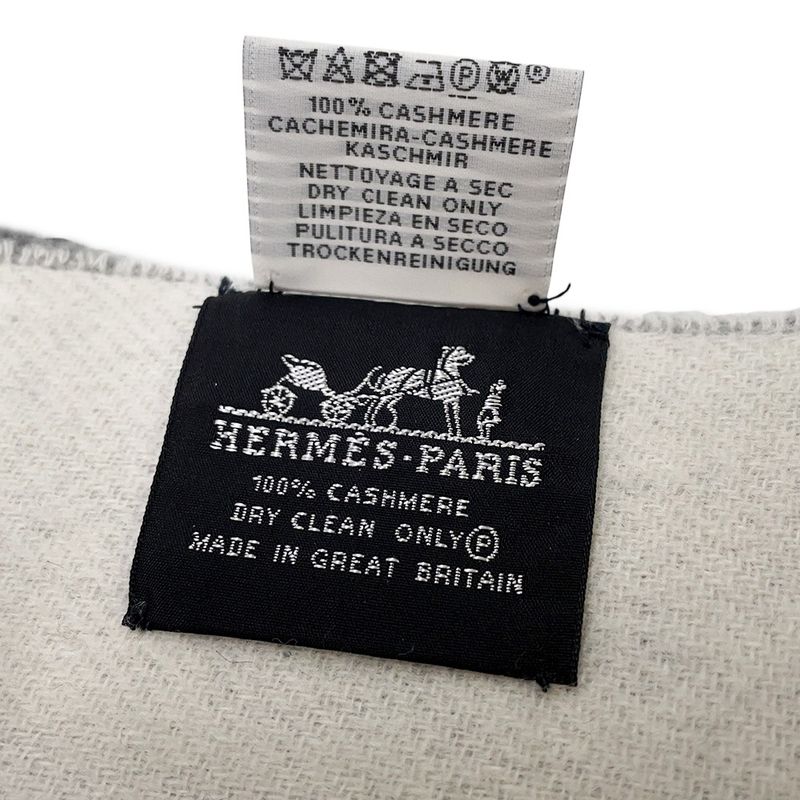 Hermes Scarf Double Face Green Flannel Cote D'ivoire Shawl