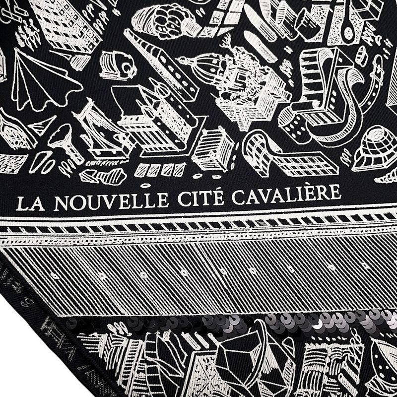 Hermes Scarf Carre 90 Preche Cite Cavalier Night Cavalry City Silk Spangol