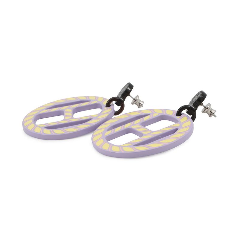 Hermes Earrings Equipe Nautic Buffalo Horn Lavender-yellow