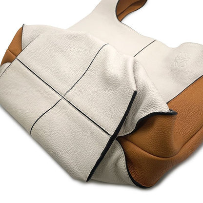Loewe Tote Color Block Hobo Leather 2-Way Handbag Ivorybrown