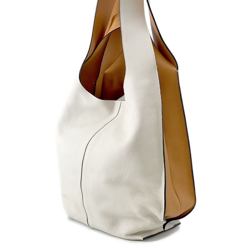 Loewe Tote Color Block Hobo Leather 2-Way Handbag Ivorybrown