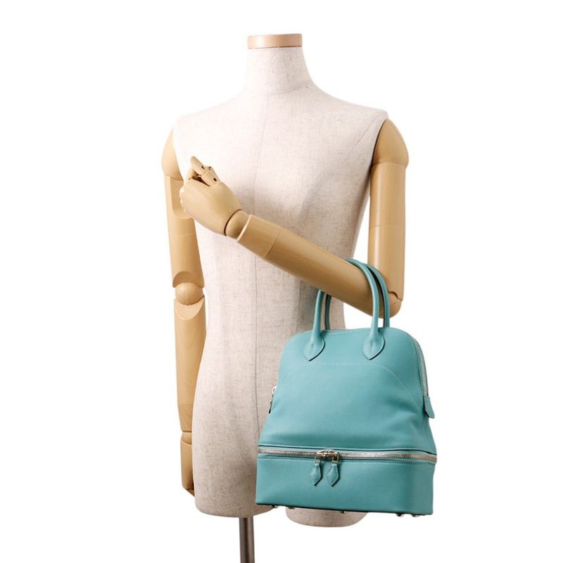 Hermes Handbag Bolide Cles Blue Atoll Silver Swift