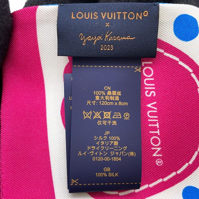 Louis Vuitton Scarf Bandeau Infinity Dot LV Yk Silk White Blue-multicolor