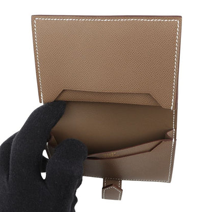 Hermes Card Case Bearn Mini Etoupe Gold Vo Madame